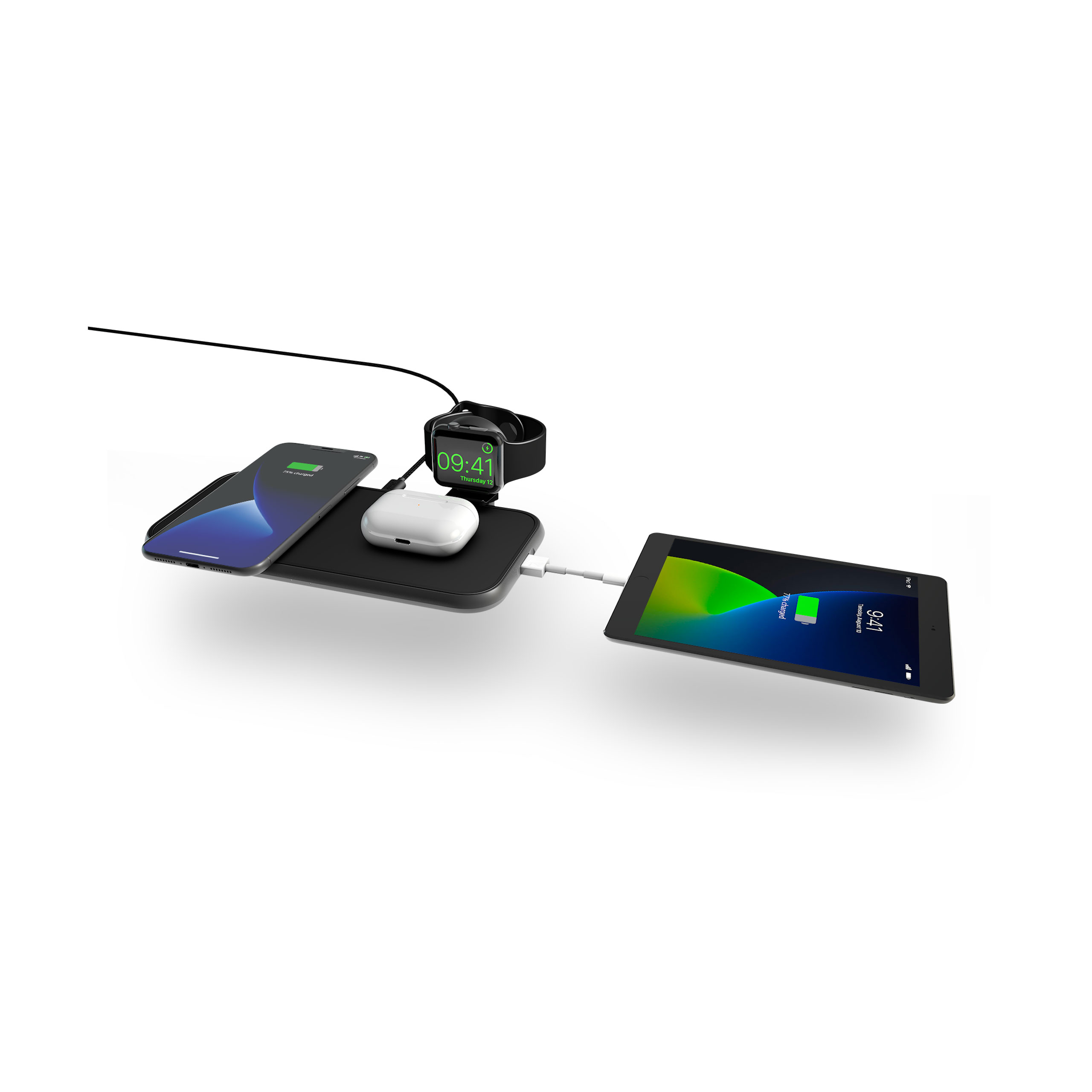 ZEDC14B - Zens 4-in-1 Wireless Charger Aluminium with devices