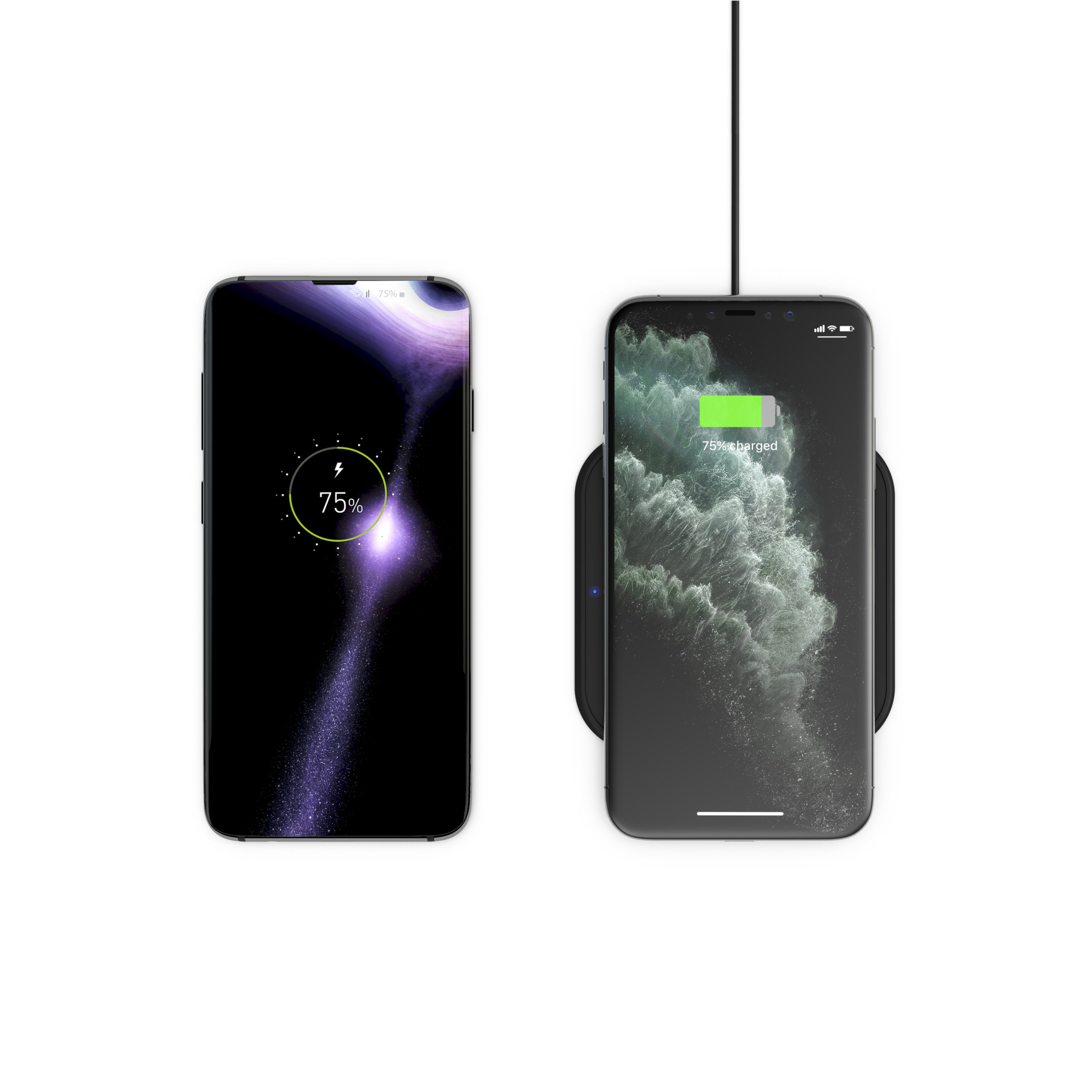 ZESC12B-ZENS-Single-Wireless-Charger-Slim-line-Topview-with-iPhone-and-Samsung-scaled