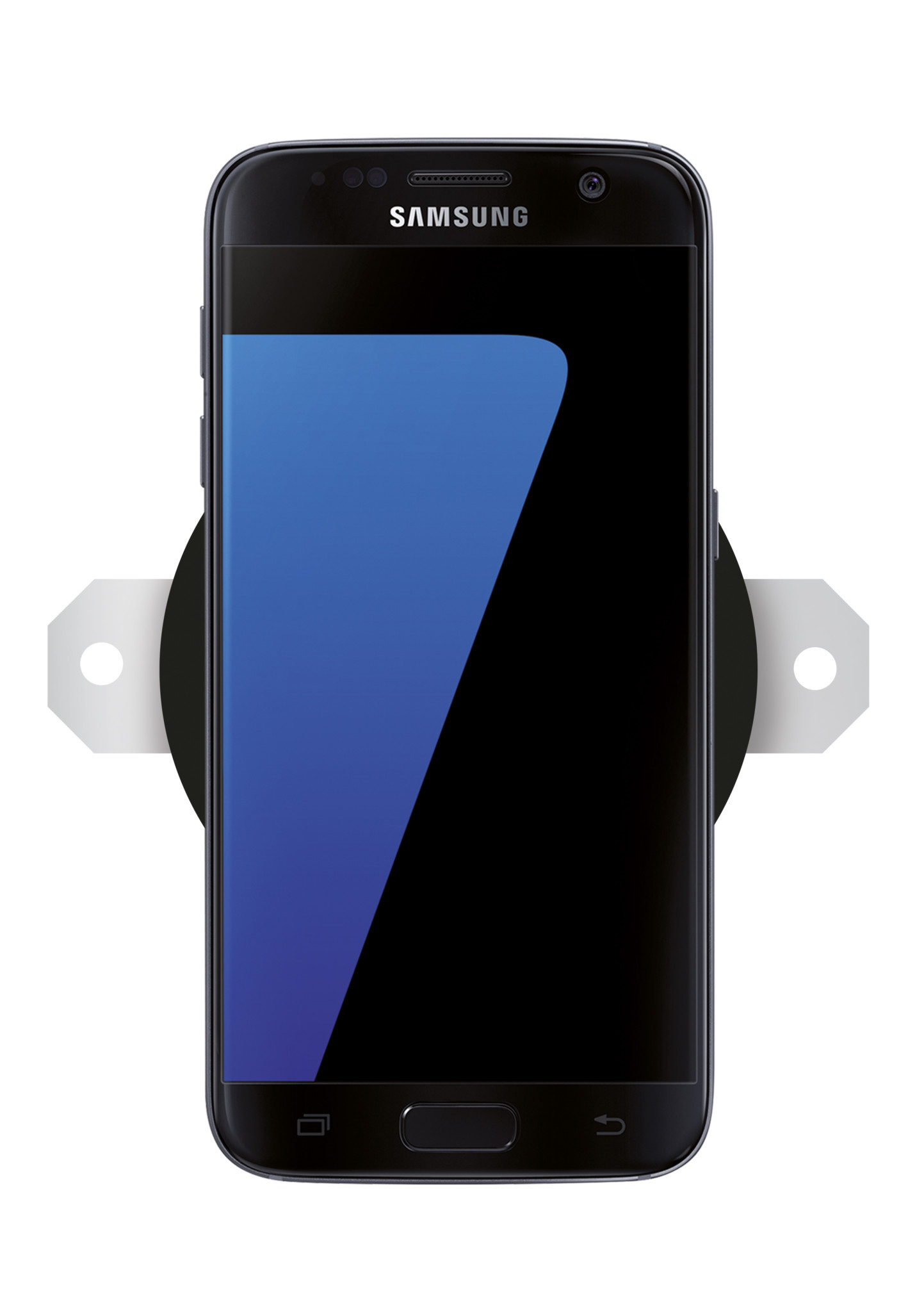 Samsung Galaxy S7 on a Zens Built-in Wireless Charger Round Black