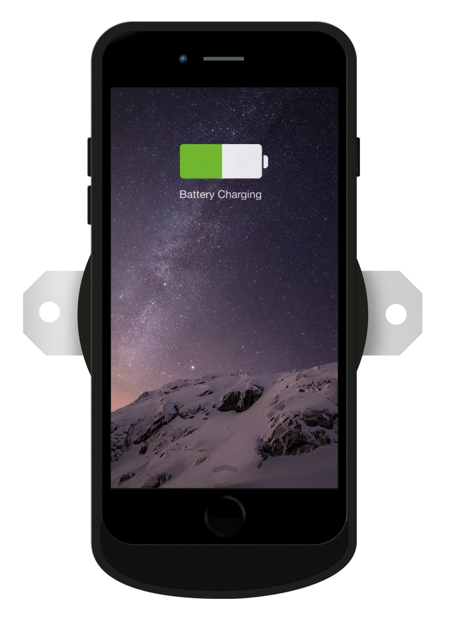 Apple iPhone 6 incl. Zens Wireless Charging Case on a Zens Built-in Wireless Charger Round Black