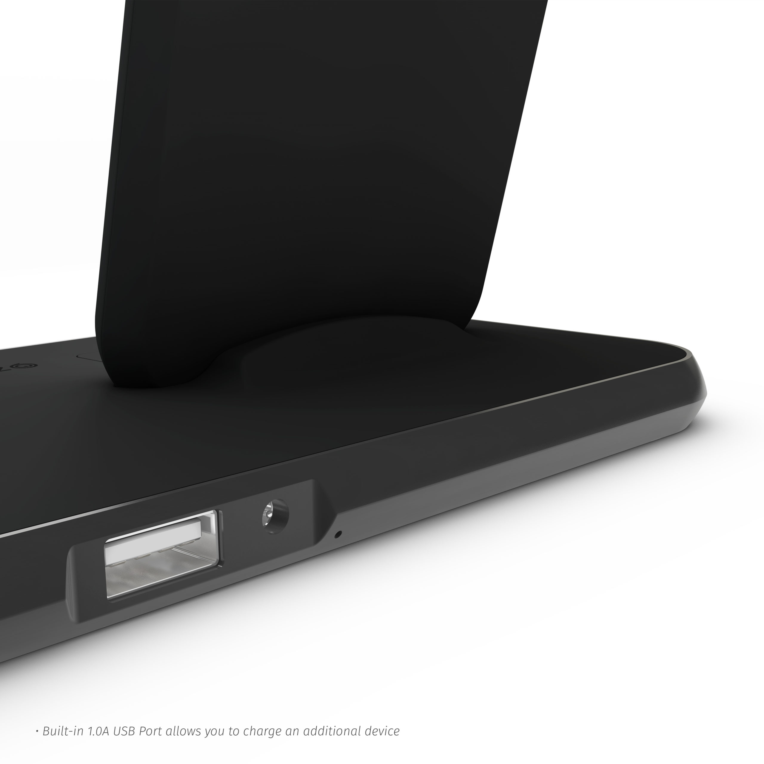 ZEDC06B ZENS StandDock Aluminium Wireless-Charger Black Built-in-USB-port