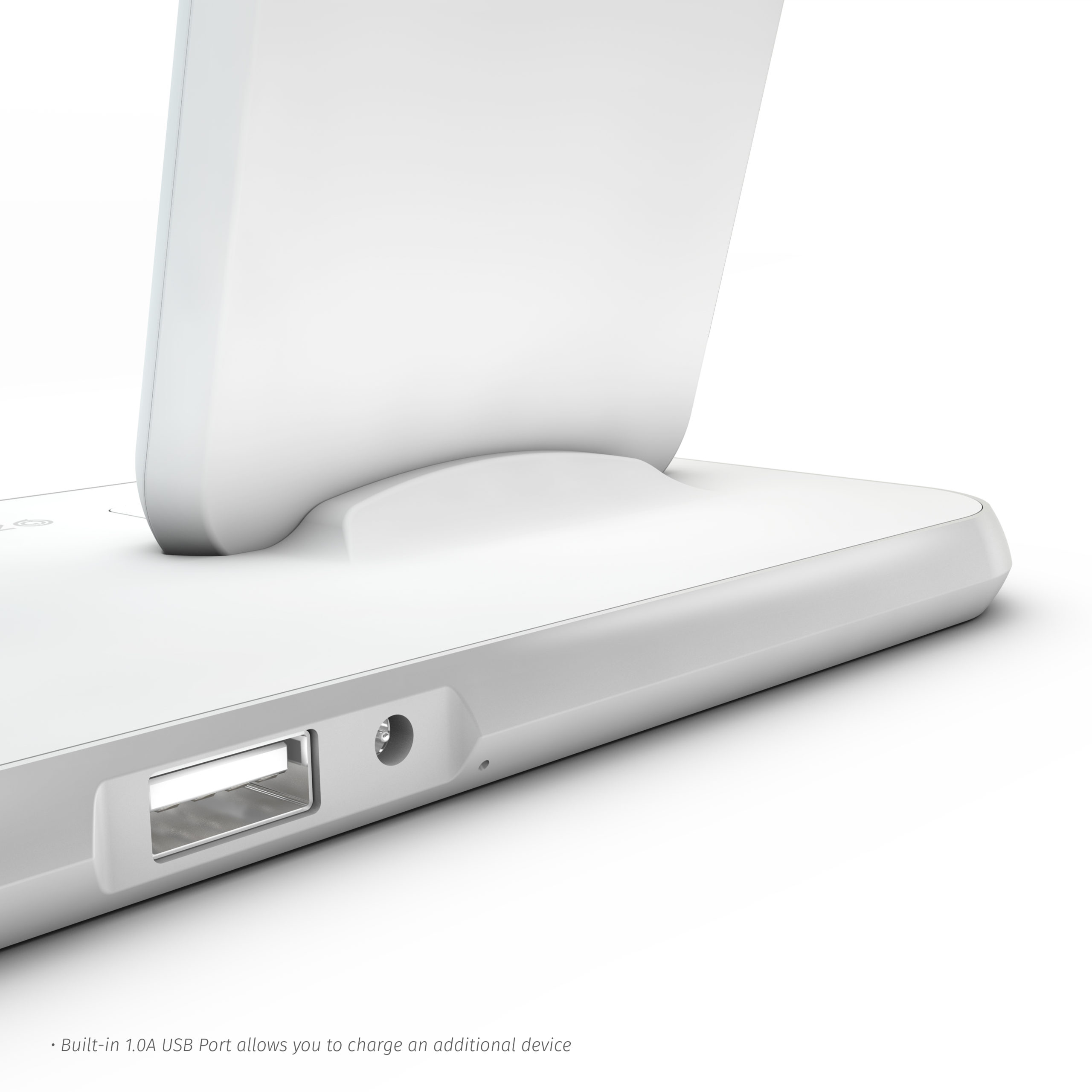 ZEDC07W ZENS StandDockWatch Aluminium Wireless Charger White Built-in USB port