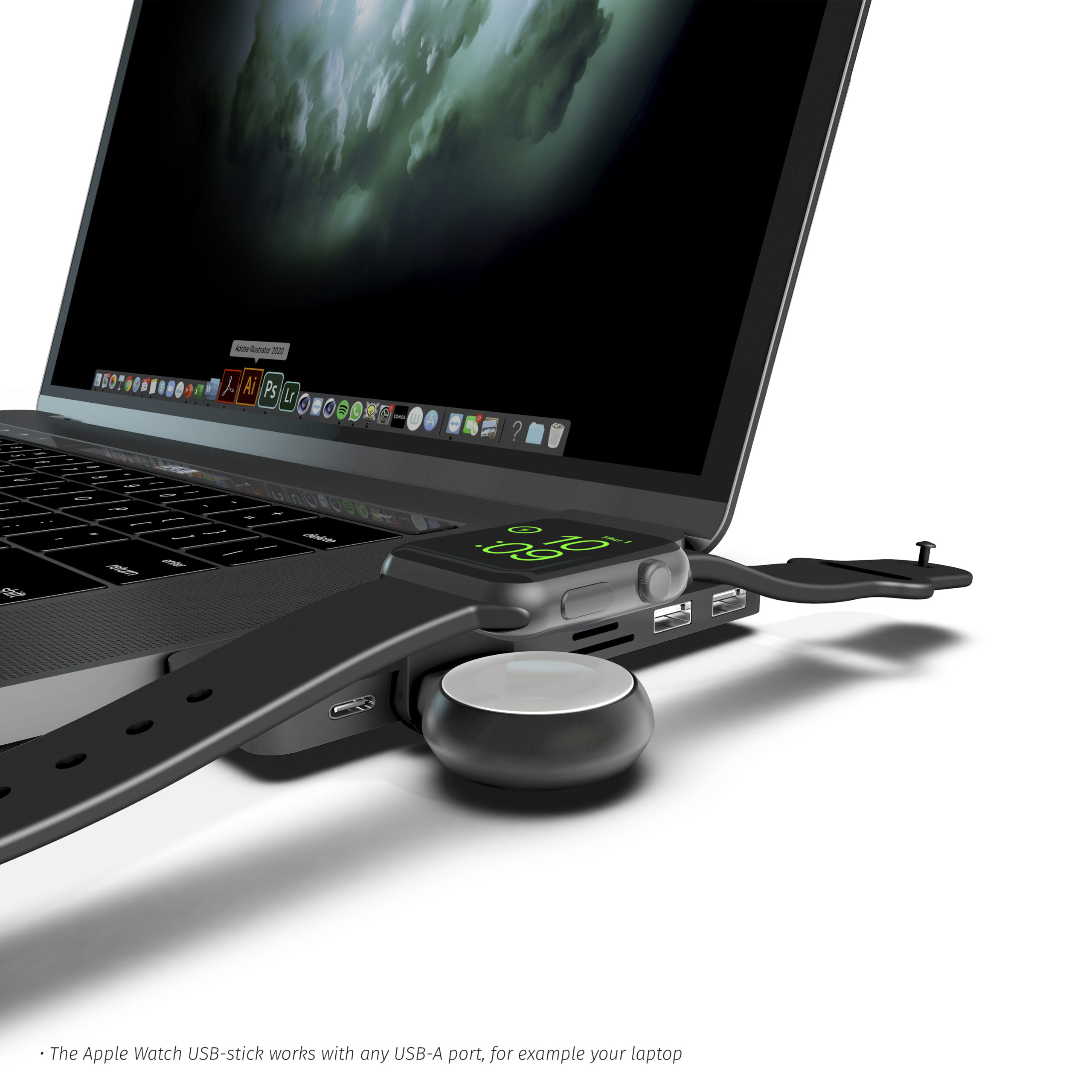 ZENS Aluminium Apple Watch USB stick with Laptop