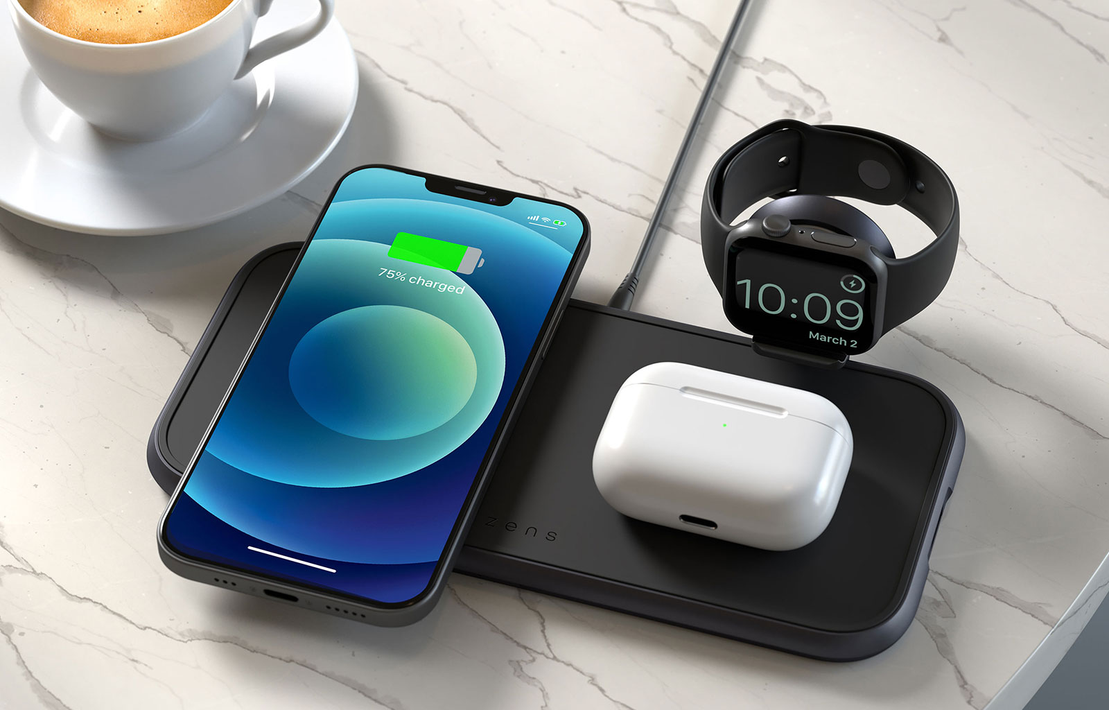 Wireless Charger 4-in-1 with iPhone, Airpods and Apple Watch