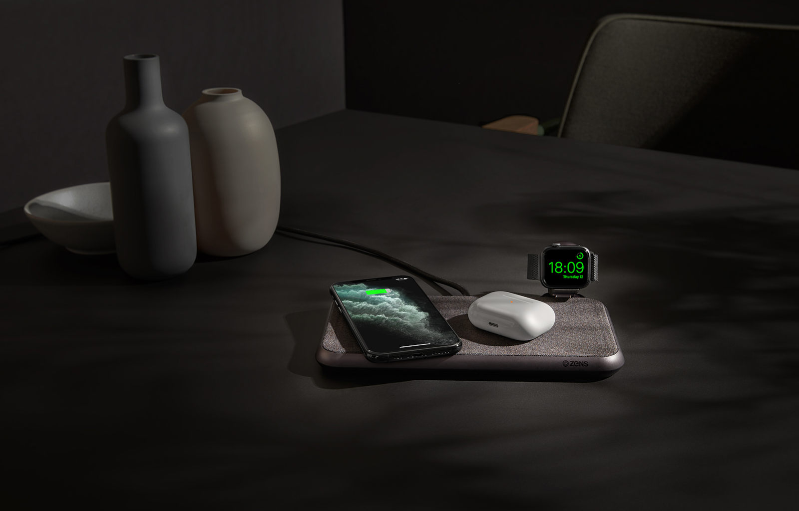iPhone, airpods and apple watch charger on liberty wireless charger